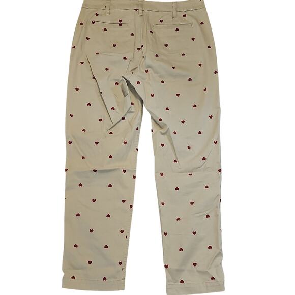 J. Crew High Rise Cream Pants with Red Heart Pattern - Picture 8 of 8